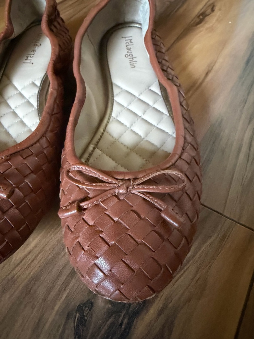 J. McLaughlin Tan Woven Leather Ballet Flats - Picture 2 of 9